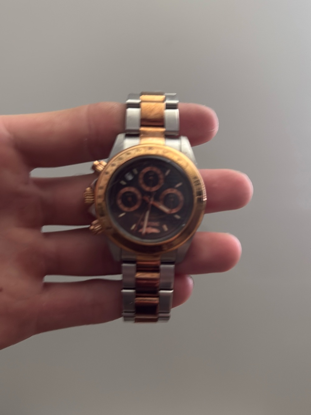 Invicta Two-Tone Rose Gold and Silver Men's Chronograph Watch